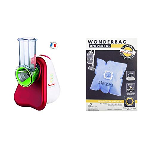 Moulinex DJ753510 Découpe Légumes Électrique Fresh Express 3 en 1 Râper Émincer Gratter Mandoline Légumes Fruits Fromage 200W + Wonderbag WB406120 boite...