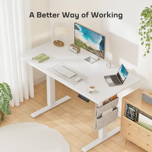 Image of Marsail 40x24 Electric Adjustable Height Standing Desk with Storage Bag, 4 Memory Height Settings,Sit Stand Up Desk for Home Office,Computer Gaming Workstation, Cable Manager, and Headphone Hook