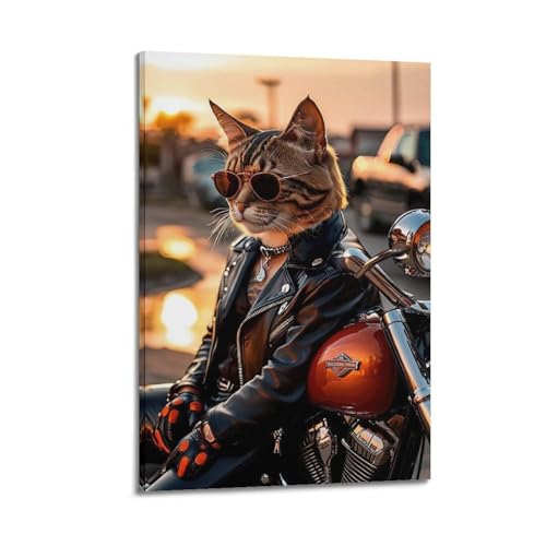 Impression sur toile chat tigré tableau animal cool décoration murale 60x90