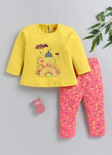 Image of LuvLap Baby Girls Regular Fit 100% Cotton Half Sleeves Girls Top CoSet Pack of 2