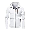 Mens Hoodies Zip Up Hoodie Jacket Slim Fit Hooded Sweatshirts Zipper Pockets Long Sleeve Sport Coat Hoody Y2K Top Running Jackets Pullover Sportswear Golf Jumpers Winter Casual Wear White #1