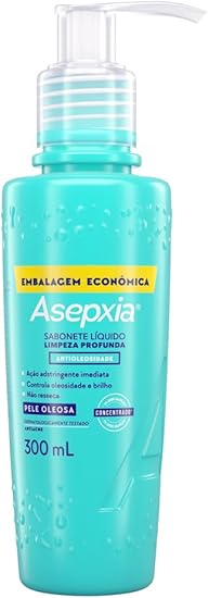 Asepxia Sabonete Líquido Limpeza Profunda Antioleosidade 300ml Menor preço em Asepxia Sabonete Líquido Limpeza Profunda Antioleosidade 300ml
