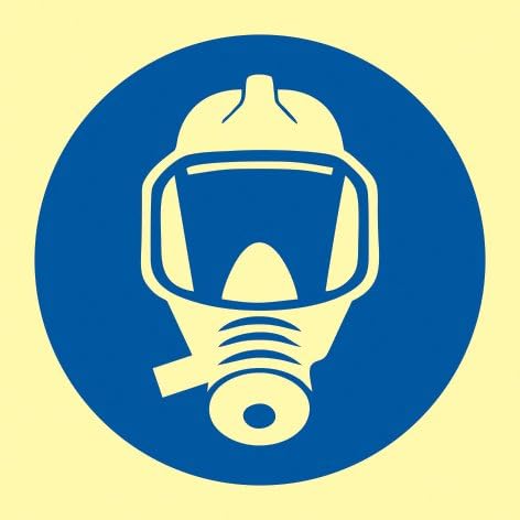 'Locker With Breathing Apparatus' Sign, 1.3mm Self-Adhesive Rigid Photoluminescent Board (150mm x 150mm)