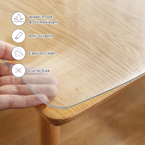 Image of LovePads Frosted Desk Mat 30 x 60 Inch, 1.5mm Thick Frosted Table Protector, Waterproof Plastic Table Cover Protector, PVC Desk Protector Mat, Vinyl Desk Cover for Desktop, Coffee & Dining Tables