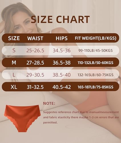 Image of Seamless Underwear Wave Edge No Show Bikini Panties No Show Hipster Breathable Stretch Invisibles Panties 6 Pack XS