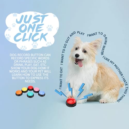 Buzzer mit Aufnahmefunktion, Hunde-sprechtasten, Dog Talk Aufnehmbare Trainingssummer, 30 Sekunden & Wiedergabe, 6 Stück