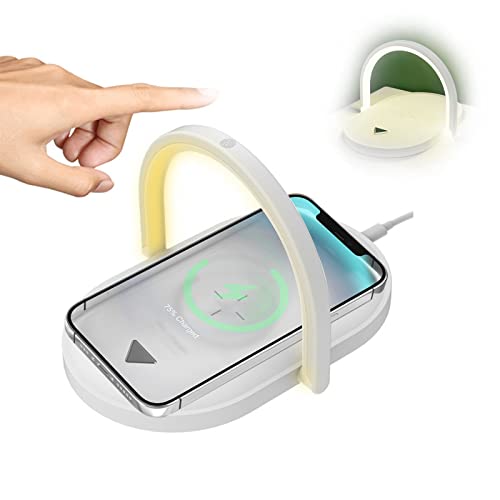 Taoxin Lampe de Chevet Chargeur sans Fil,Lampe Induction,Lampe Fil,Alimentation via Usb,Charge Rapide Pliable,Dispose 3 Niveaux Luminosité,pour Lecture,La Chambre,Le Bureau Cover