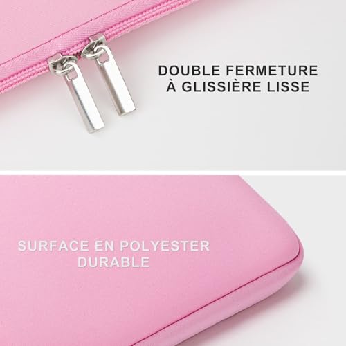 Housse ordinateur portable 13.3 pouces rose et pochette accessoires - 3