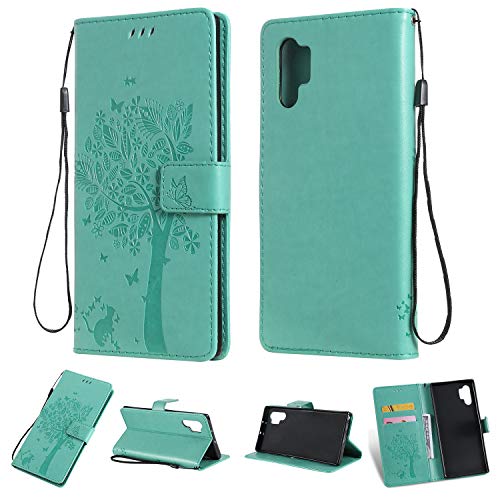 nancencen - Carcasa compatible con Samsung Galaxy Note 10 Plus/Note 10 Plus 5G, piel con tapa y tarjetero, poliuretano termoplástico, silicona, color verde