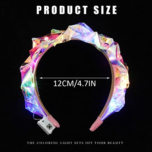 Cakure Light Up Headband Flash Glowing Hair Band Luminous Headbands Laser Hair Hoop For Nightclub Party Costume Headwear Decoration Hair Accessories For Women And Girls #TOP2