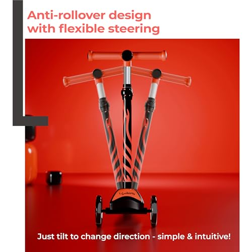 Image of Lifelong Kick Scooter with Adjustable Height - Foldable - Skate for Kids with PVC Wheel - Max User weight-50 kg, Red & Black, LLKS34