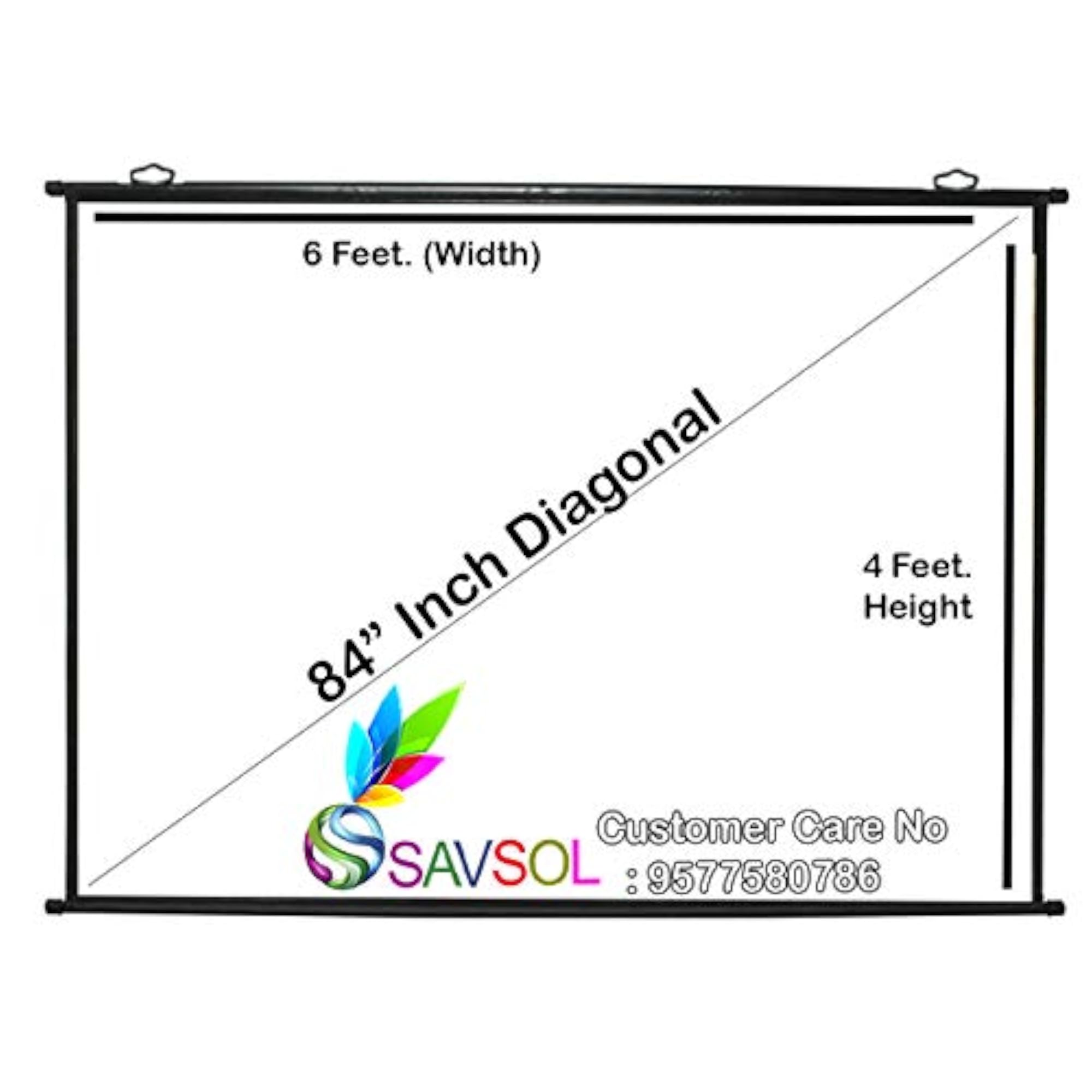 Map Type Projector Screen, 6 ft x 4 ft - 84 Inch Diagonal