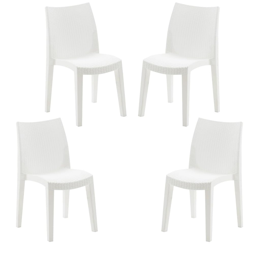 Set 4 Sedie Pieghevoli Da Esterno - Resina Bianca 44x41x78cm - Portata 90kg - Foto 7