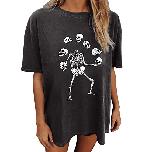 Image of Summer Y2k Tops for Womens, Casual Vintage Short Sleeve T-Shirt, Girls Oversize Loose Round Neck Elastic Tee