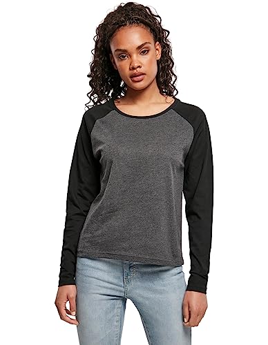 Urban Classics Ladies Contrast Raglan Longsleeve Frauen Langarmshirt Charcoal/schwarz S