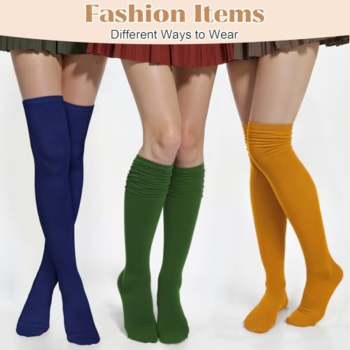 Image of Chalier Womens Thigh High Socks, Thigh Socks Stockings for Women | Soft Mild Blended, Slim Light Fabric, Elastic Cuff, Long Tube, Hug Leg Curves, Four Season Outfits, Casual Daily Footwear