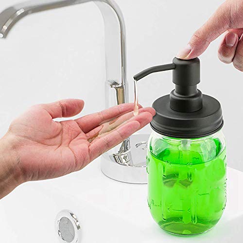 4 Pack Mason Jar Soap Dispenser Lids With Pumps, Rustproof Stainless Steel, Lotion Soap Dispenser Lids Replacement For 16 Oz Regular Mouth Mason Jar Decor, 4 Brushes Included #TOP6