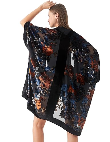 Image of MJ SERECA Women's Casual Long Velvet Kimono