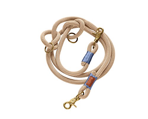 HUNTER Sansibar RANTUM Verstellbare Führleine für Hunde, modern, nautisch, 1 x 200 cm, beige & Sansibar Rantum Halsung, Hundehalsband, Tau, modern, nautisch, 50 (M-L), beige