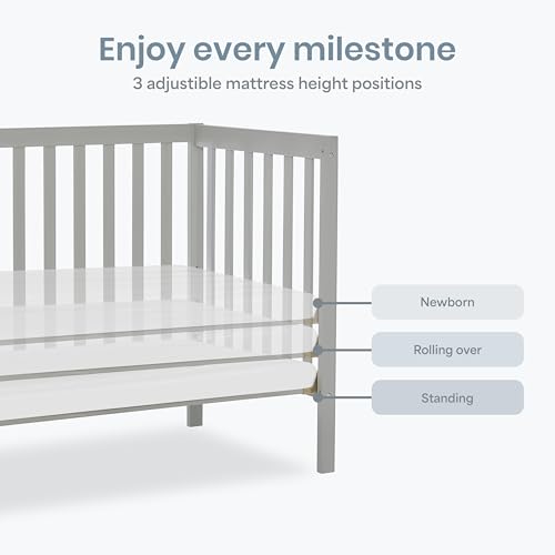 Dream On Me Edgewood 4-in-1 Convertible Mini Baby Crib in Cool Grey, GreenGuard Gold & JPMA, Non-Toxic, Compact 40×25×33″ Design, Converts to Mini Daybed & Twin Bed, 1″ Mattress Pad - image 6