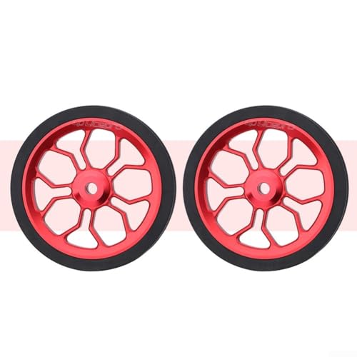 Honseadek Fahrradstützrad-Set, 82 mm Durchmesser, Aluminiumlegierung, hohe Festigkeit und geringes Gewicht, kompatibel mit Falträdern (rot)