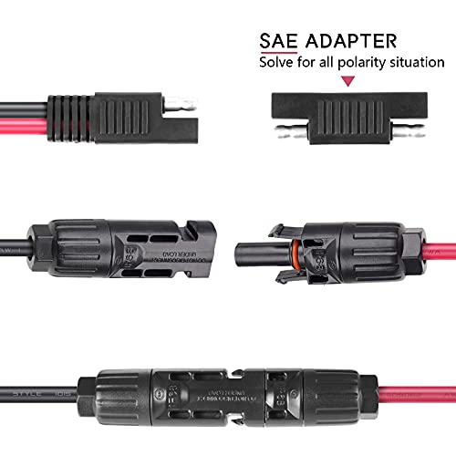 Vemote Solar Panel To Sae Adapter Cable 10Awg, Compatible With Mc4 Solar Connector, 50Amps For Solar Panels Rv Caravan Battery Charger Kit,With Sae Polarity Reverse Adapter (60Cm/2Ft) #TOP5