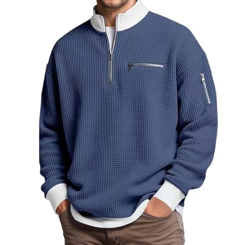 Sweat-shirt homme demi-zip col montant polaire chaude respirante hiver