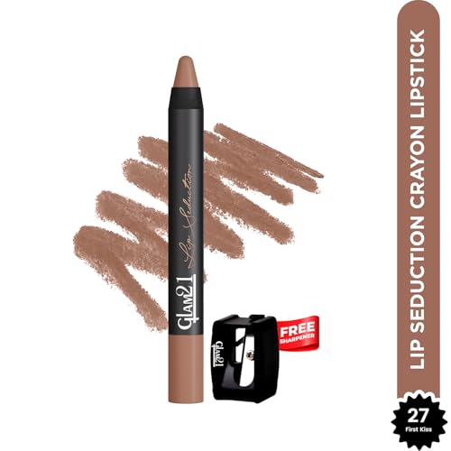 Image of Glam21 Lip Seduction Non- Transfer Crayon Lipstick up to 12 Hours Stay | Lightweight & Longlasting|Creamy Matte | Smudge Proof - 3.6gm| First Kiss | 27