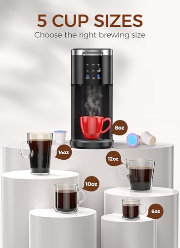 Image of COWSAR Commercial Single Serve Coffee Maker, K Cup Coffee Brewer for Capsule and Ground Coffee, Capsule Coffee Machine with 40 Oz Water Tank, Instant-Heat, 5 Brew Sizes Up To 14 Oz, Classic Black