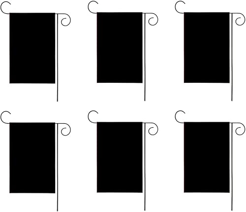 Flaglink Bandera de jardín en blanco de color negro sólido de 12 x 18 pulgadas  Banderas de bricolaje negras lisas de doble cara resistente