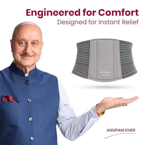 Image of AGEasy (Max Group Cotton Comfort LS Back Support Belt For Back Pain Relief | Additional Gel Padding To Prevent Heat Loss | Back Belt For Back Pain | Waist Belt For Men & Women (XXL, 42-46 Inches)