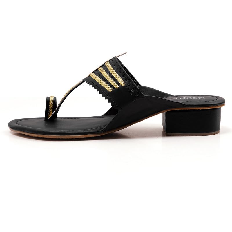 Image of Handcrafted Heeled Kolhapuri Sandals