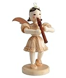  Blank Kunsthandwerk  Kurzrockengel Weihnachtsengel Figuren  mit Blockflöte  natur  7 cm