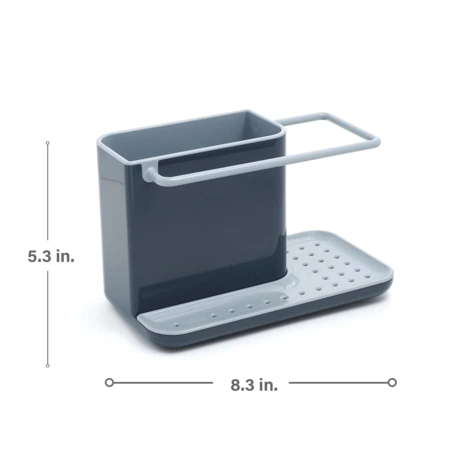 Image of Joseph Joseph Kitchen Sink Organizer Rack - Compact Caddy with Sponge Holder & Storage Tray, Space-Saving Kitchen Organizer for Cleaning Tools, Brush & Soap - Stylish Sink Accessory, Grey