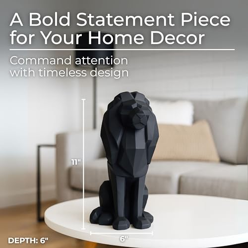 Figura Decorativa León Sentado 11 in Negro miniatura 2