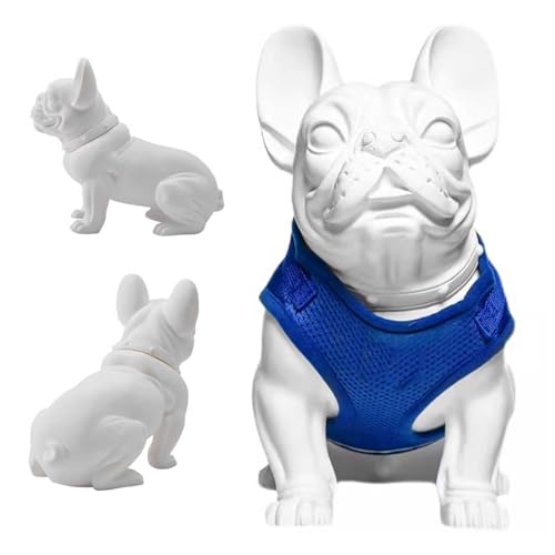 Maniqui Exhibición del Maniquí del Perro Sentado para la Ropa, Bulldog Francés Blanco Estatuas de Perros Decoración del Hogar, Vestido de Perro con Forma de Torso de Maniquí