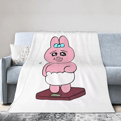 軽量毛布 おぱんちゅうさぎ ブランケット 厚手 フランネル ふわふわ おしゃれ ひざ掛け エアコンブランケット あったかい 柔らかく肌触り 速乾 吸湿発熱 洗える 四季適用 80"X60"