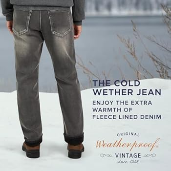 Weatherproof Vintage Fleece Bonded, Regular Fit Jeans for Men, Five Pocket,  Grey Used, 30W x 30L : Amazon.sg: Fashion