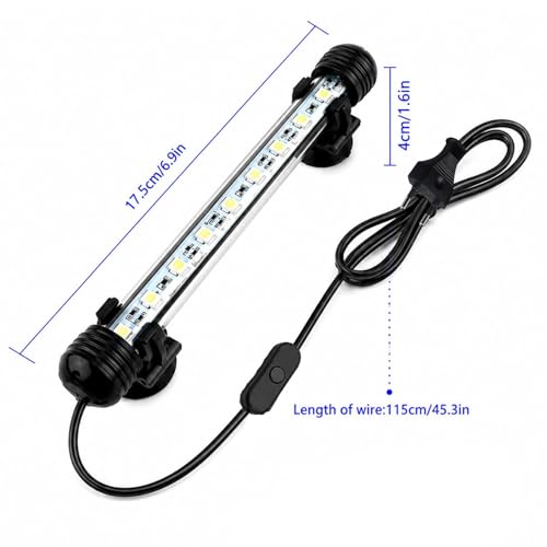 Image of Venus Aqua LED Aquarium Light for Fish Tank | IP68 Waterproof Submersible Underwater Crystal Glass Strip Bar Light | Bright White Aquarium Tank Light, 7 Inch