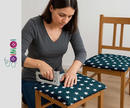 Image of Soimoi Blue Cotton Canvas Fabric Stars Star Print Sewing Fabric BTY 58 Inch Wide