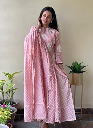 Image of GoSriKi Women's Rayon Blend Straight Printed Kurta with Pant & Dupatta (RAW-GS)