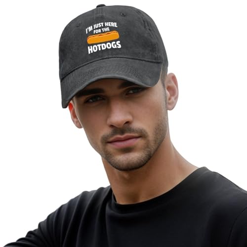 Image of I'm JUST HERE for The Hotdogs Hats for Men Baseball Caps Trendy Washed Workout Hats Light Weight
