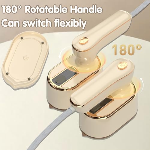 Image of Travel Steamer Iron for Clothes Mini - Portable Ironing Machine Travel Small Size Portable Steamer Travel College Dorm Home Essentials (Beige)