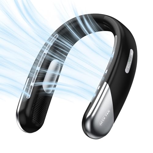 houscly Ventilador de pescoço portátil pessoal 6000 mah sem lâminas, ventilador de pescoço para resf