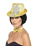 Disponible en solo un tamaño Smiffy\'s-44379 Sombrero de fieltro con lentejuelas, Dorado, color oro, Tamaño único (44379)