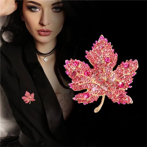 Image of WCRAZYE Rhinestone Maple Brooch Pin for Women Girls Sparkling Full Micro Pave Crystal Fall Thanksgiving Vintage Colorful Maple Leaf Lapel Pin Party Prom Wedding Thanksgiving Jewelry Gift