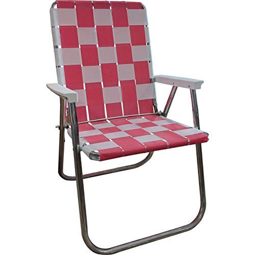 Lawn Chair USA Folding Aluminum Webbing Chair (Classic, Pink//White)