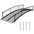 OLBRUS 8 FT Garden Bridge, Metal Arc Footbridge with Safety Siderails, Decorative Black Iron Pond Bridge for Outdoor Patio Yard Backyard Creek Farm