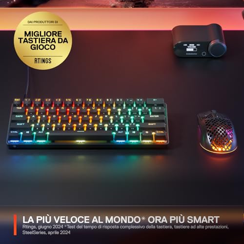 SteelSeries Apex Pro Mini Gen 3 con Switch HyperMagnetic OmniPoint 3.0 - Attuazione regolabile - Rapid Trigger - Preset di gioco - Protection Mode - Rapid Tap/SOCD - RGB -Copritasti in PBT - UK QWERTY - Immagine 1