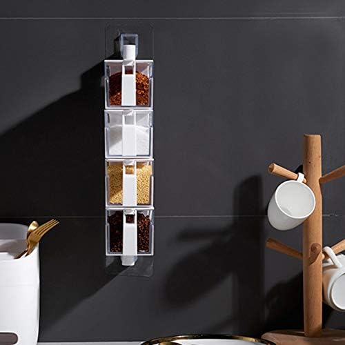 Seasoning Storage Box Wall-mounted Rotating Seasoning Jar Spice Storage Kitchen Seasoning Sorting Tool White Four-grid Design